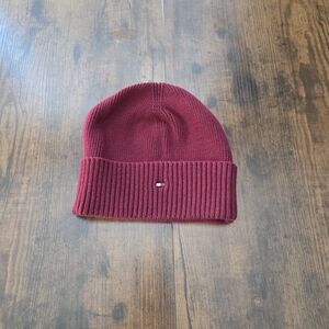 Tommy Hilfiger Mens Knitted Beanie Skull Cap Hat Red, Cotton One Size